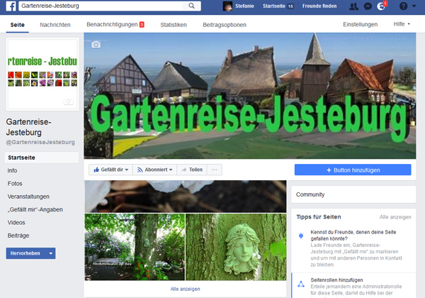 Gartenreise bei Facebook